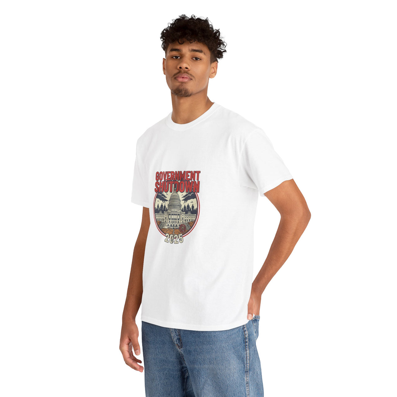 Government Shutdown Unisex Heavy Cotton Tee, Casual Wear, Political Statement, Gift for Activists, Unisex Graphic Tee