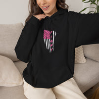 Pink and Black American Flag Graphic Hoodie