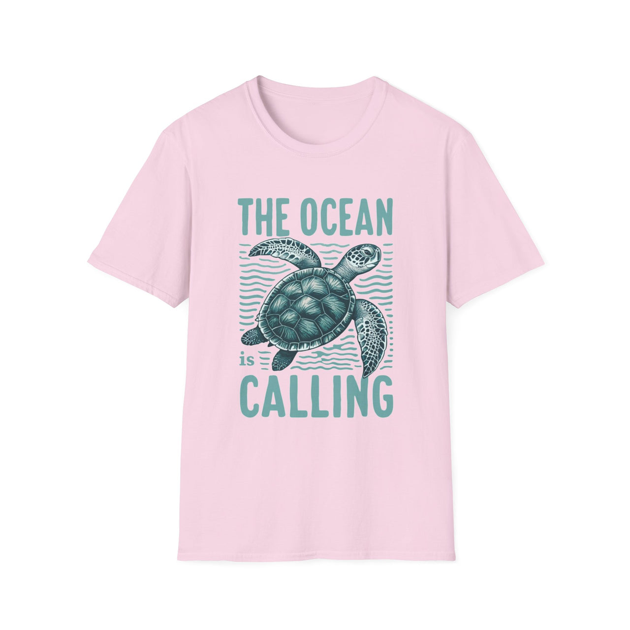 Ocean Calling Unisex Softstyle T-Shirt, Sea Turtle Tee, Beach Lover Shirt, Gift for Ocean Enthusiasts, Summer Clothing - To Be Designs