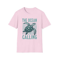 Ocean Calling Unisex Softstyle T-Shirt, Sea Turtle Tee, Beach Lover Shirt, Gift for Ocean Enthusiasts, Summer Clothing - To Be Designs