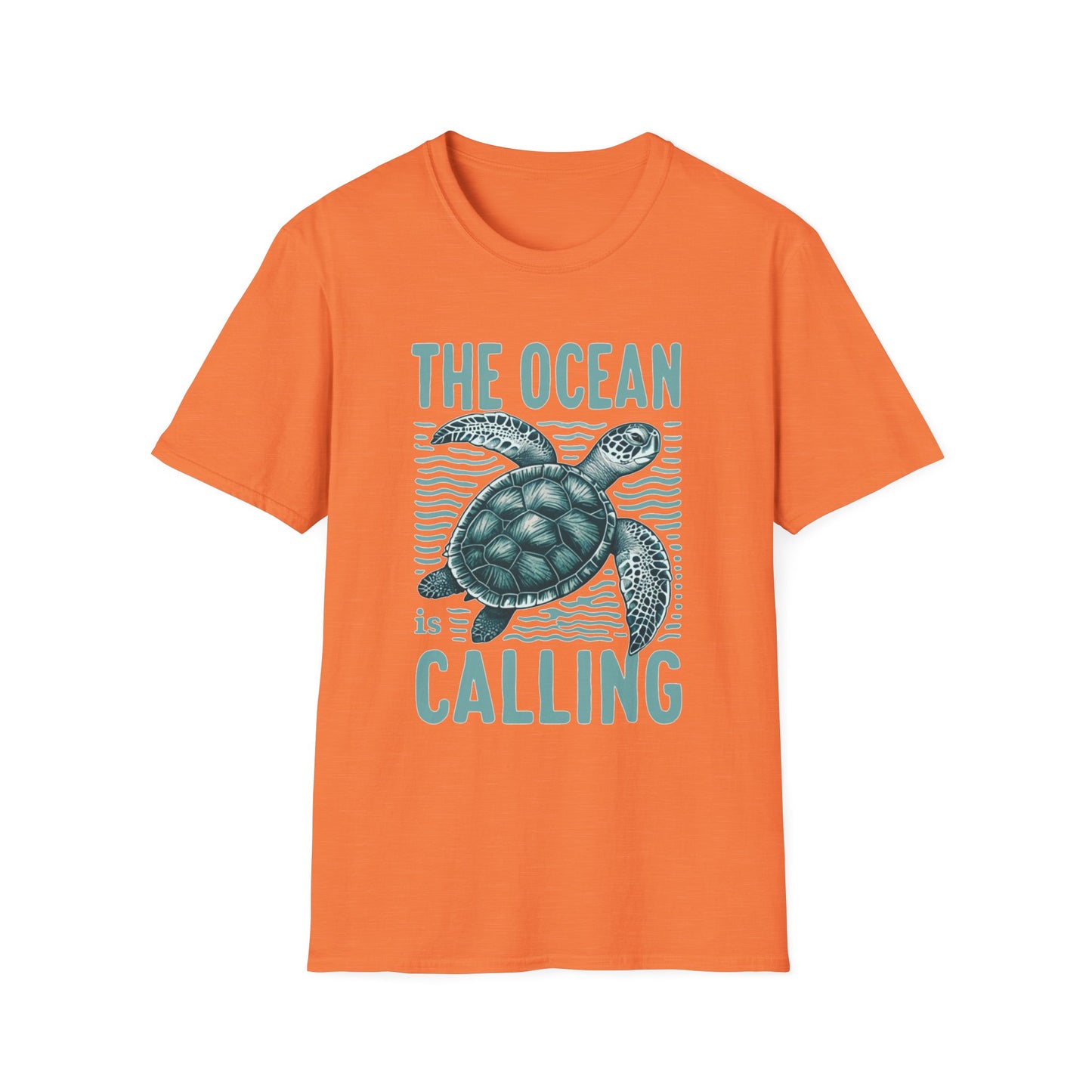 Ocean Calling Unisex Softstyle T-Shirt, Sea Turtle Tee, Beach Lover Shirt, Gift for Ocean Enthusiasts, Summer Clothing - To Be Designs