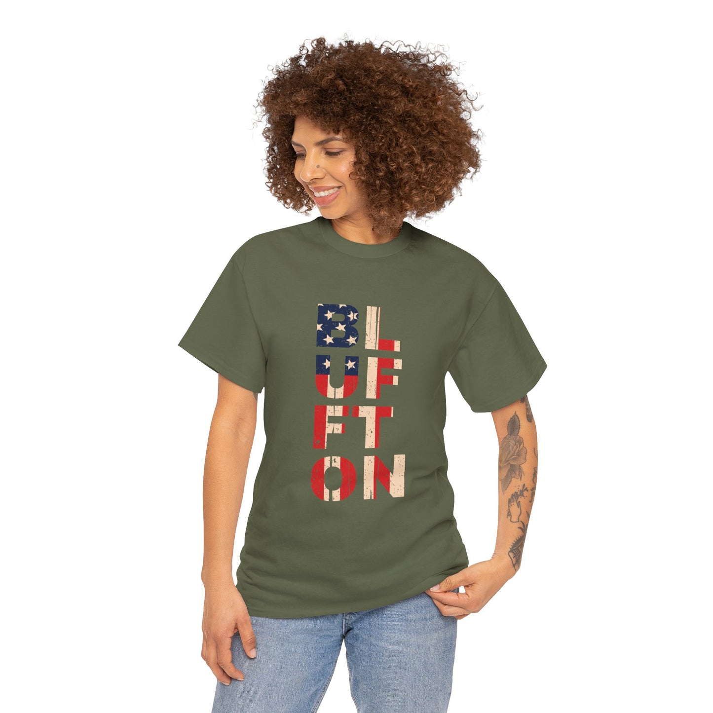 Bluffton South Carolina, Patriotic Unisex Heavy Cotton Tee, Casual Wear, Gift for Independence Day, Everyday Fashion, USA Pride Shirt