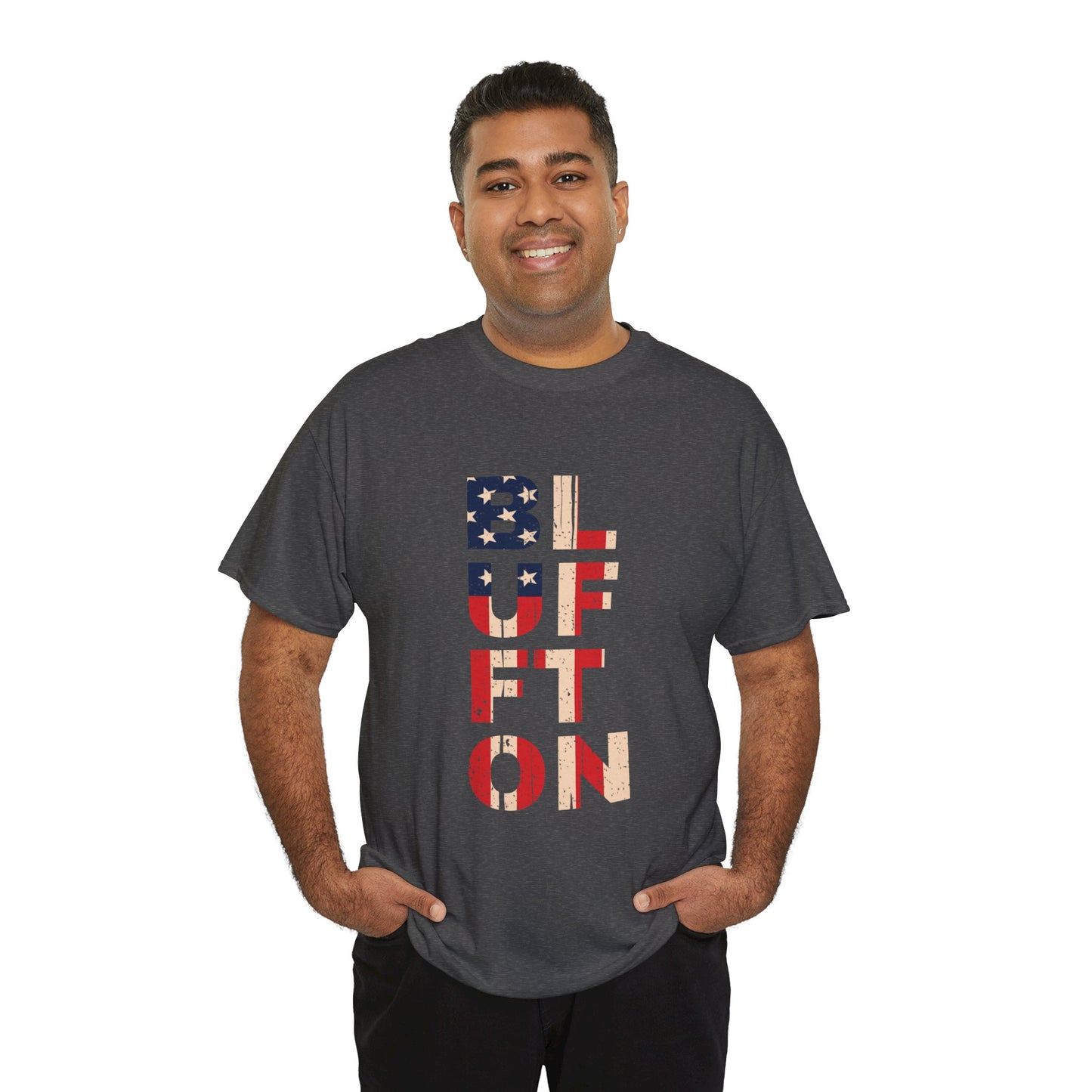 Bluffton South Carolina, Patriotic Unisex Heavy Cotton Tee, Casual Wear, Gift for Independence Day, Everyday Fashion, USA Pride Shirt