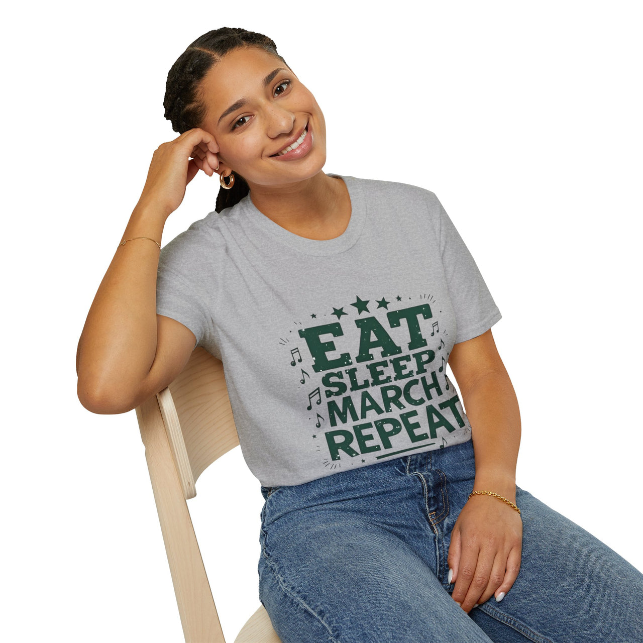 Marching Band Unisex T-Shirt - Eat Sleep March Repeat Design