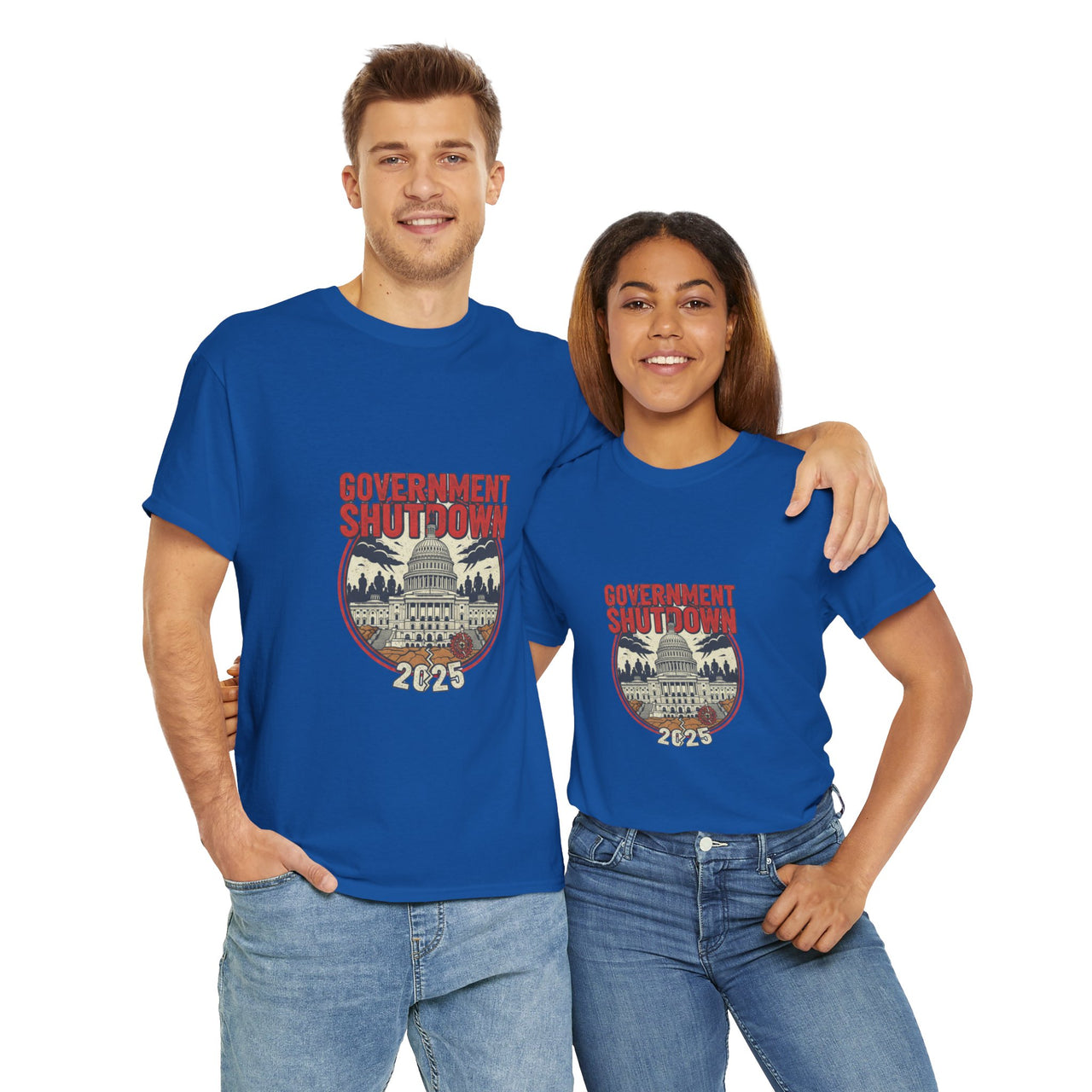 Government Shutdown Unisex Heavy Cotton Tee, Casual Wear, Political Statement, Gift for Activists, Unisex Graphic Tee