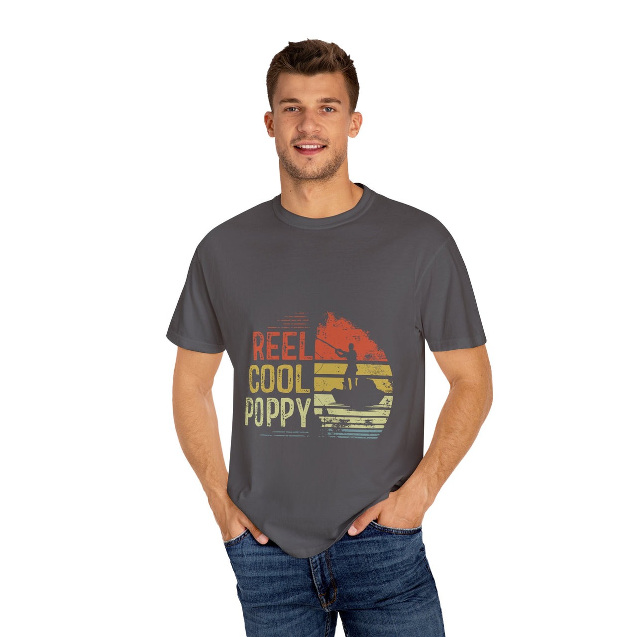 Reel Cool Poppy T-Shirt, Summer Vibe Shirt, Unisex Garment-Dyed Tee, Beachwear, Gift for Dad, Casual Wear
