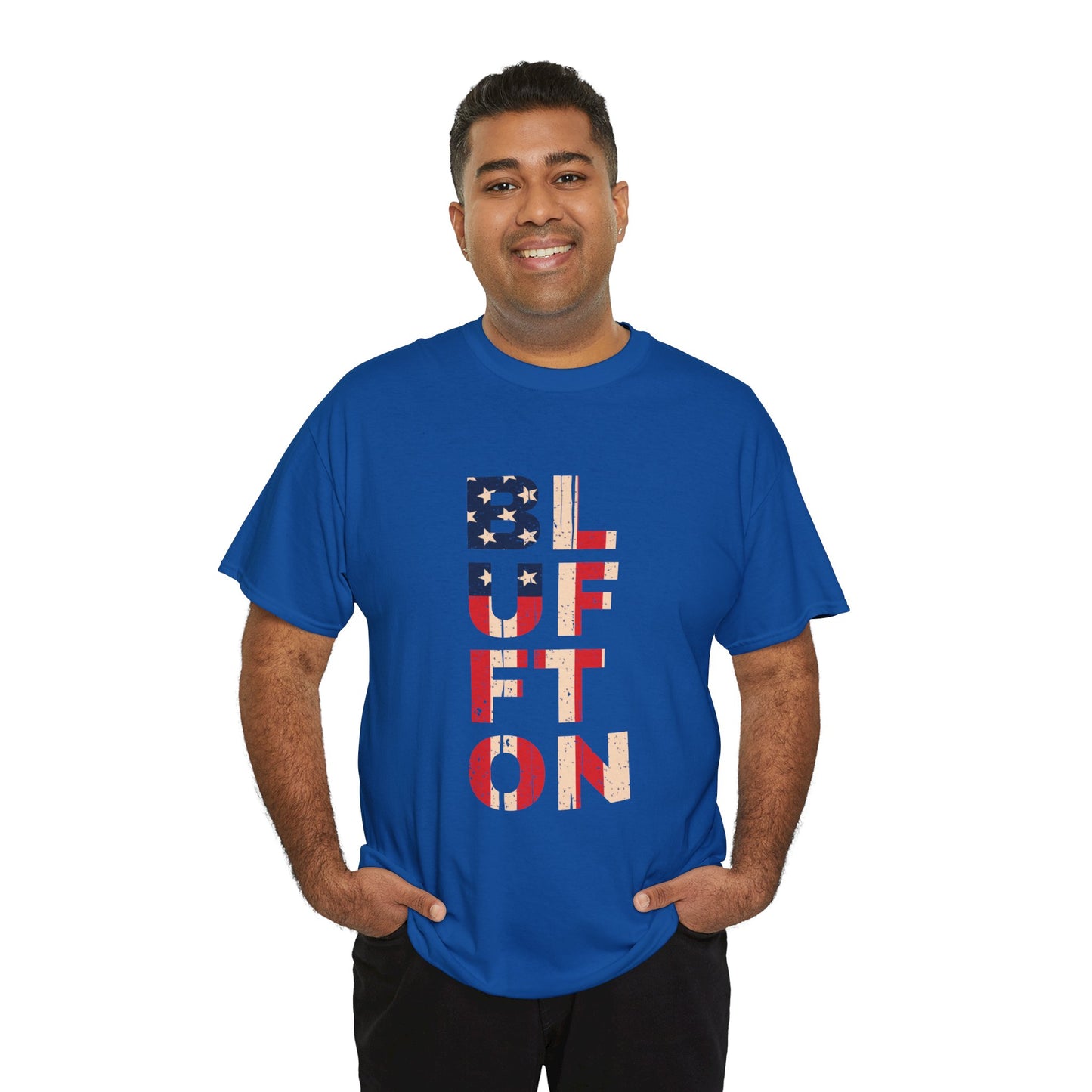 Bluffton South Carolina, Patriotic Unisex Heavy Cotton Tee, Casual Wear, Gift for Independence Day, Everyday Fashion, USA Pride Shirt