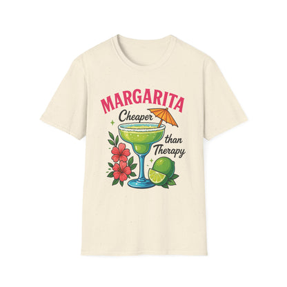 Margarita Lovers T-Shirt, Cheaper than Therapy Tee, Cocktail Humor Shirt, Unisex Softstyle Tee, Perfect Gift for Parties, Summer Vibes - To Be Designs