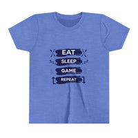 Eat, Sleep, Game, Repeat Youth Gamer Tee | Eat Sleep Game Repeat | Perfect for Birthdays, Gaming Events, Casual Wear, Holidays, and Everyday Fun