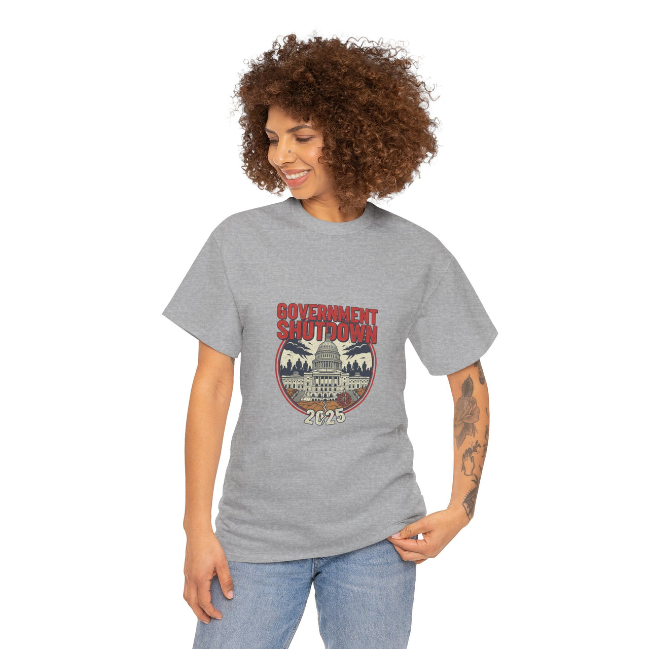 Government Shutdown Unisex Heavy Cotton Tee, Casual Wear, Political Statement, Gift for Activists, Unisex Graphic Tee