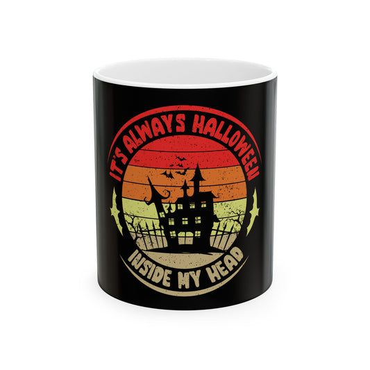 Halloween-Inspired Ceramic Mug: Perfect for October Celebrations, Spooky Decor, Gift for Goth Lovers, Coffee Mug, Tea Cup