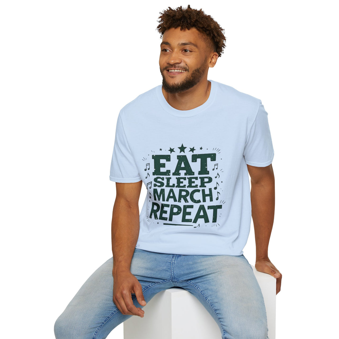 Marching Band Unisex T-Shirt - Eat Sleep March Repeat Design