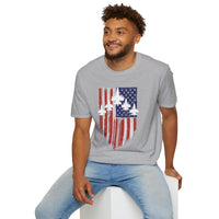 Unisex T-Shirt Jet Flag USA Military Patriotic Shield 4th of July