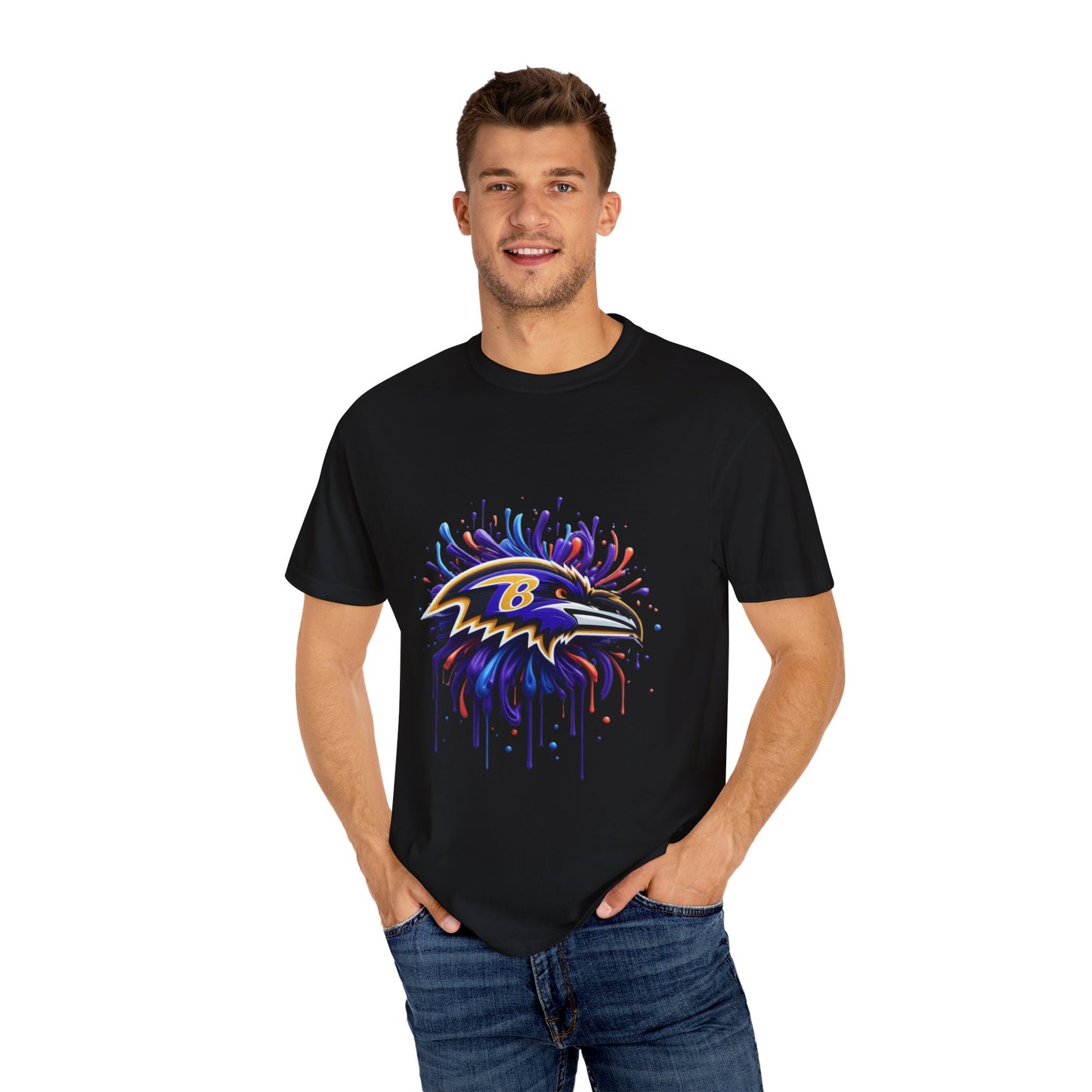 Baltimore Ravens Splatter Graphic T-Shirt, Unisex Sports Apparel, Fan Gear, Game Day Outfit, Gift for Ravens Fans