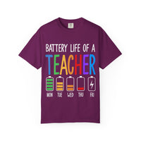 Battery Life of a Teacher T-Shirt - Battery Life of a Teacher - Gift for Educators, Teacher Appreciation, Back to School, Fun Classroom Shirt