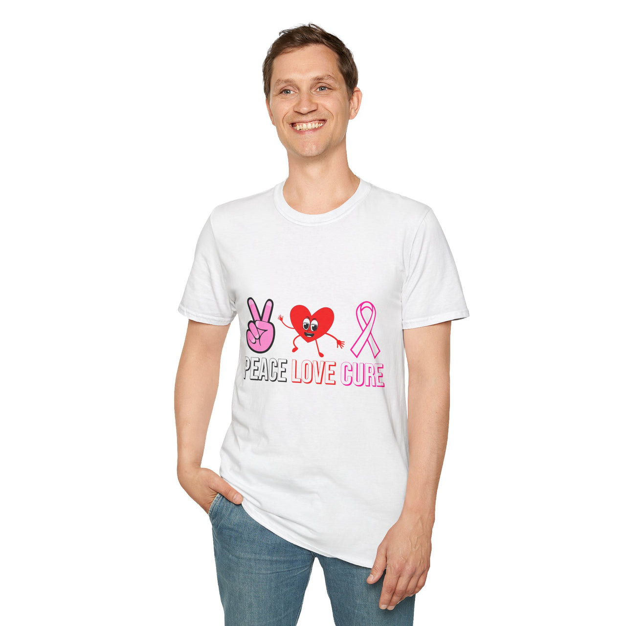 Peace Love Cure T-Shirt — Breast Cancer Awareness Tee