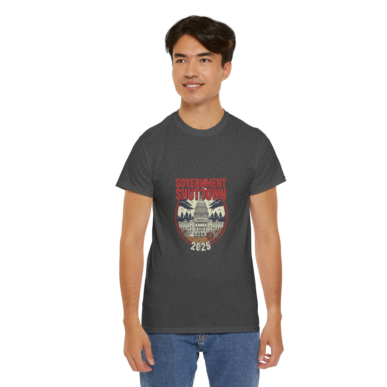 Government Shutdown Unisex Heavy Cotton Tee, Casual Wear, Political Statement, Gift for Activists, Unisex Graphic Tee