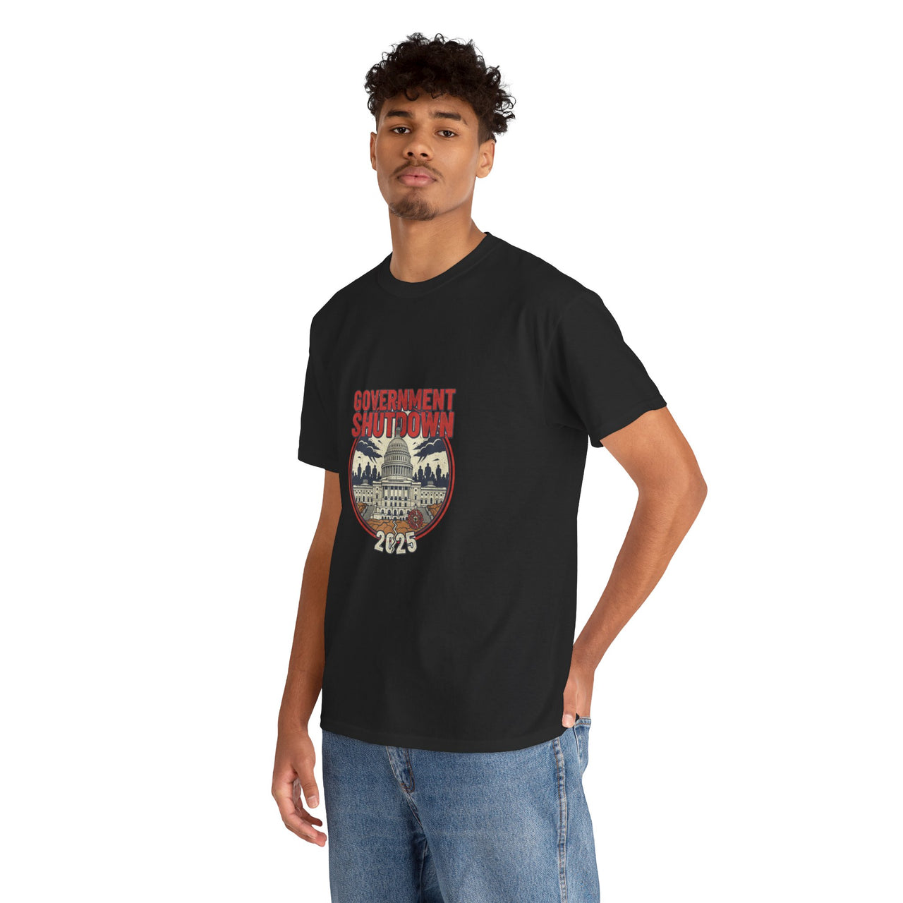 Government Shutdown Unisex Heavy Cotton Tee, Casual Wear, Political Statement, Gift for Activists, Unisex Graphic Tee
