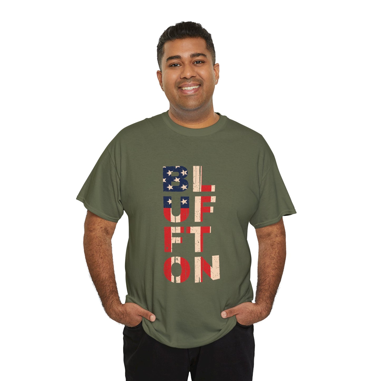 Bluffton South Carolina, Patriotic Unisex Heavy Cotton Tee, Casual Wear, Gift for Independence Day, Everyday Fashion, USA Pride Shirt