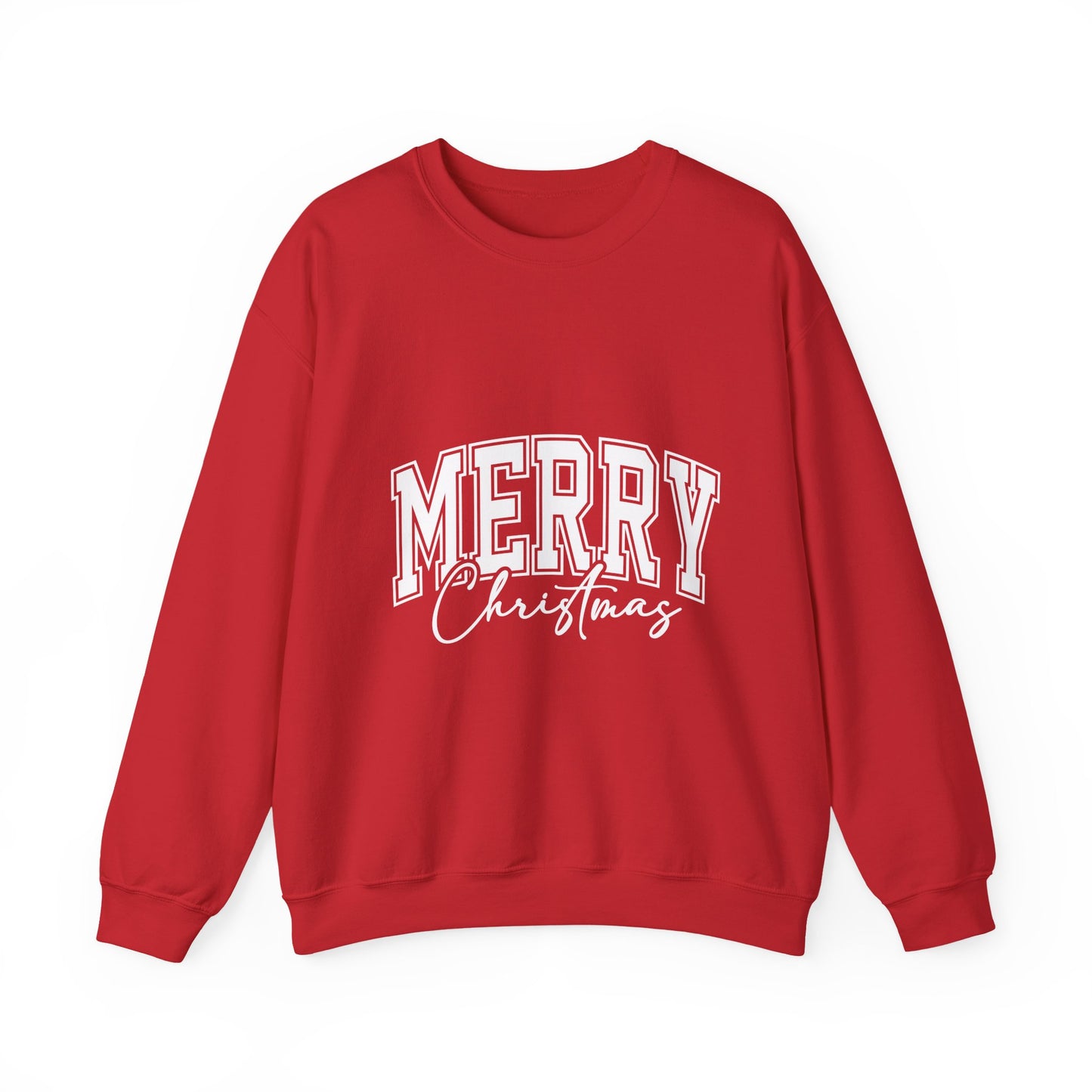 Merry Christmas Crewneck Sweatshirt – "Merry Christmas" Varsity Script Holiday Sweater