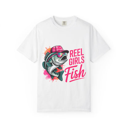 Reel Girls Fish Graphic T-Shirt, Fishing Gift for Women, Fisherwoman Tee, Summer Outfit, Fishing Lovers, Outdoor Adventure Apparel