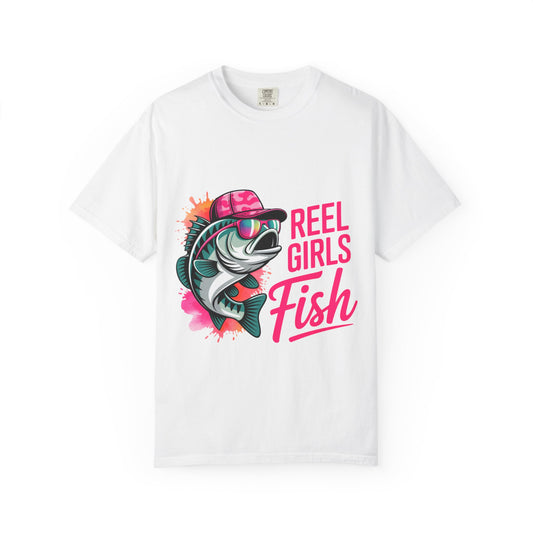 Reel Girls Fish Graphic T-Shirt, Fishing Gift for Women, Fisherwoman Tee, Summer Outfit, Fishing Lovers, Outdoor Adventure Apparel
