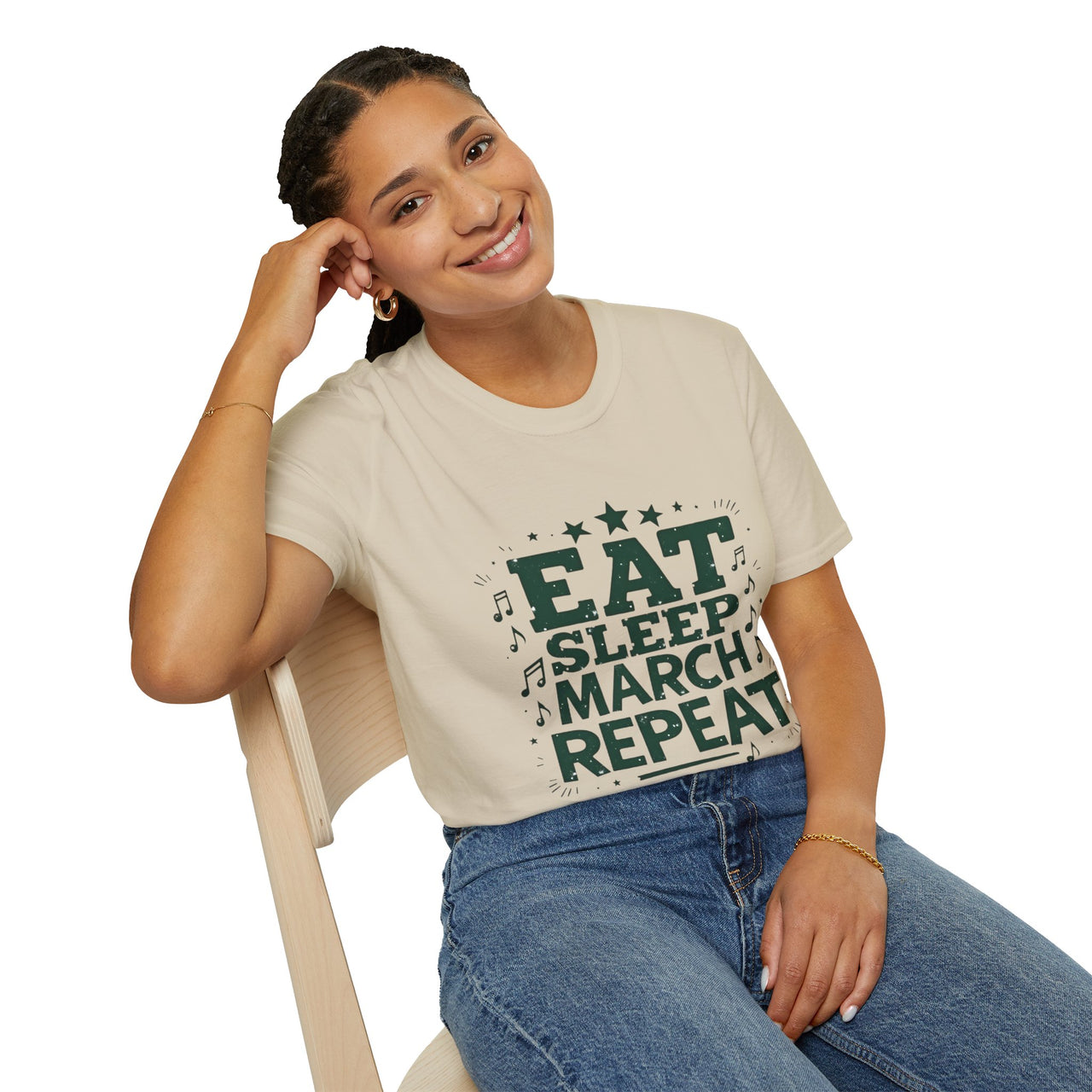 Marching Band Unisex T-Shirt - Eat Sleep March Repeat Design