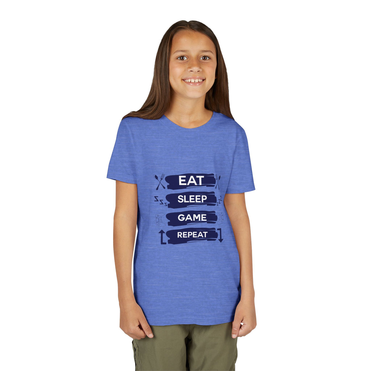 Eat, Sleep, Game, Repeat Youth Gamer Tee | Eat Sleep Game Repeat | Perfect for Birthdays, Gaming Events, Casual Wear, Holidays, and Everyday Fun