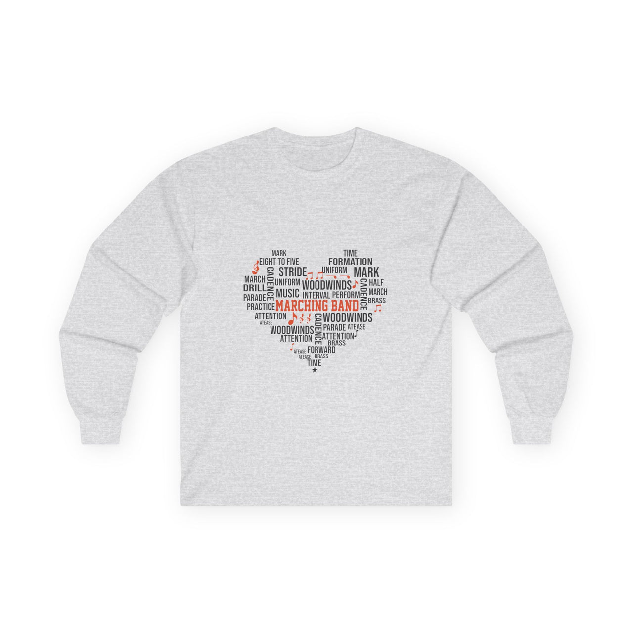 Long Sleeve Tee - Heart of a Marching Band Design - To Be Designs