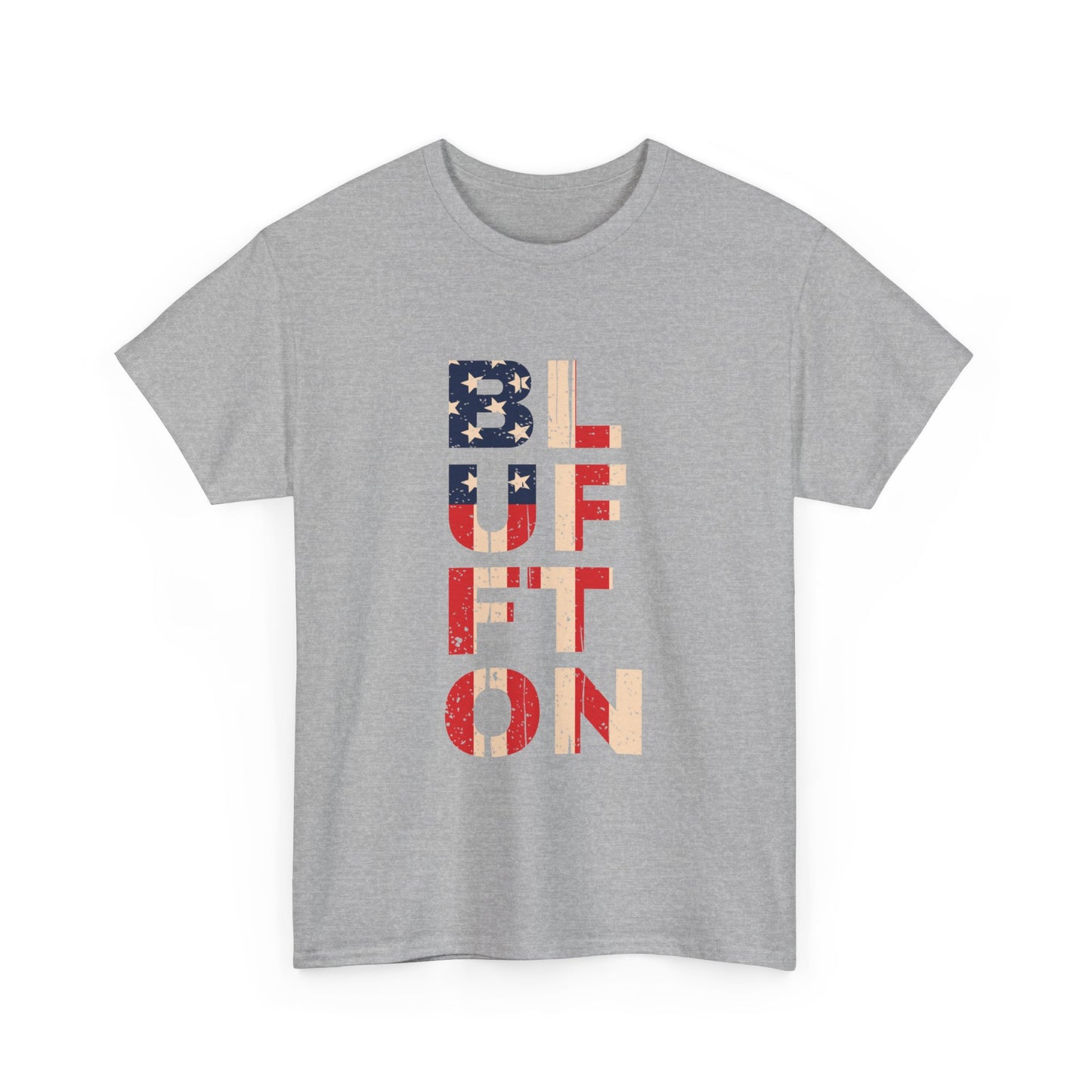 Bluffton South Carolina, Patriotic Unisex Heavy Cotton Tee, Casual Wear, Gift for Independence Day, Everyday Fashion, USA Pride Shirt