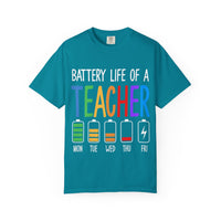 Battery Life of a Teacher T-Shirt - Battery Life of a Teacher - Gift for Educators, Teacher Appreciation, Back to School, Fun Classroom Shirt