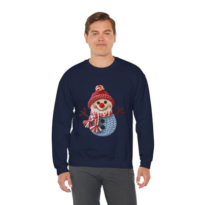 Snowman Knit Crewneck Sweatshirt — Cute Holiday Snowman Graphic