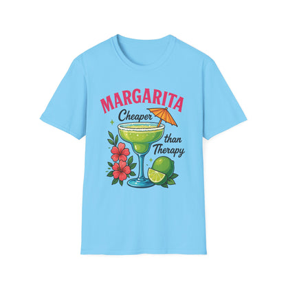 Margarita Lovers T-Shirt, Cheaper than Therapy Tee, Cocktail Humor Shirt, Unisex Softstyle Tee, Perfect Gift for Parties, Summer Vibes - To Be Designs