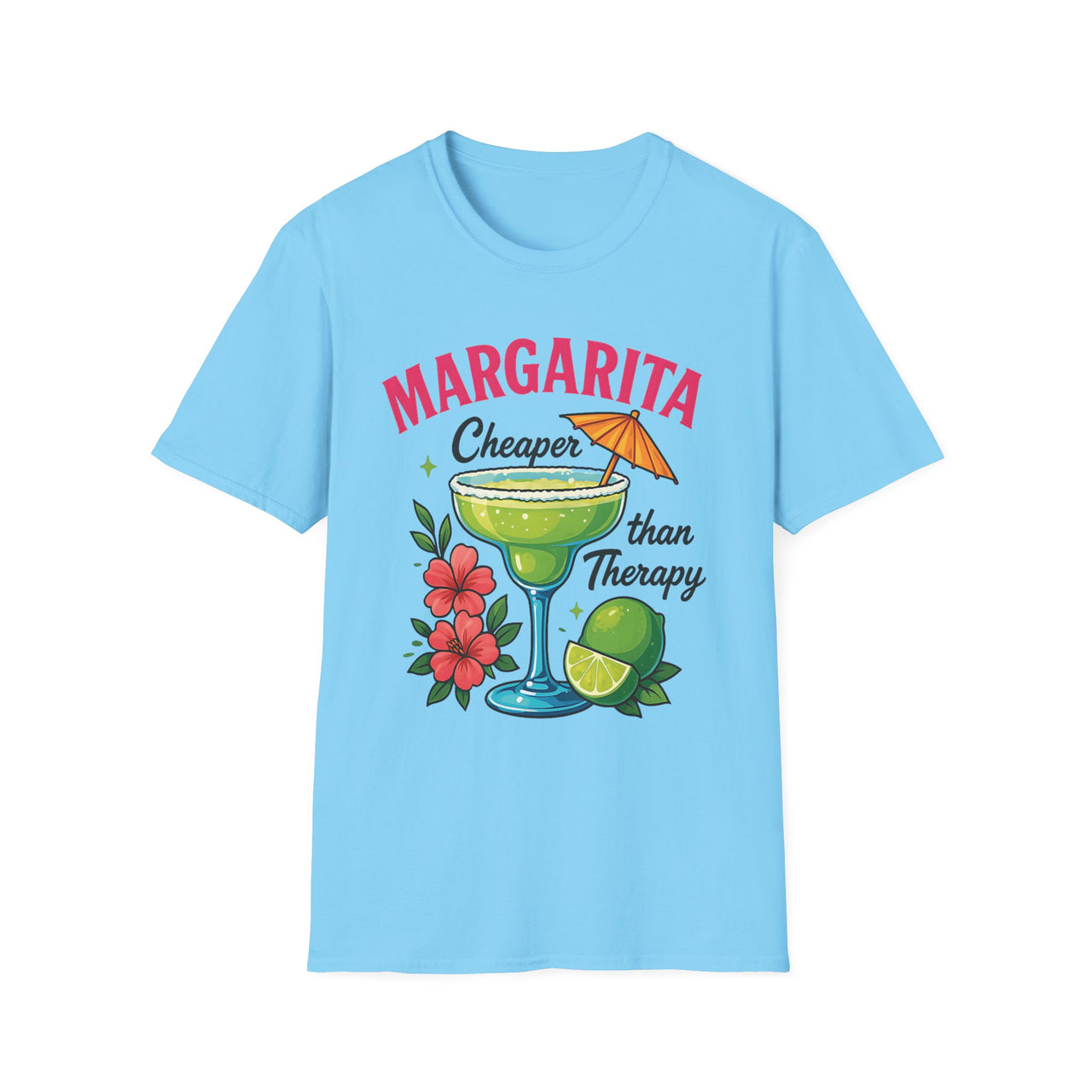 Margarita Lovers T-Shirt, Cheaper than Therapy Tee, Cocktail Humor Shirt, Unisex Softstyle Tee, Perfect Gift for Parties, Summer Vibes - To Be Designs
