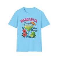 Margarita Lovers T-Shirt, Cheaper than Therapy Tee, Cocktail Humor Shirt, Unisex Softstyle Tee, Perfect Gift for Parties, Summer Vibes - To Be Designs