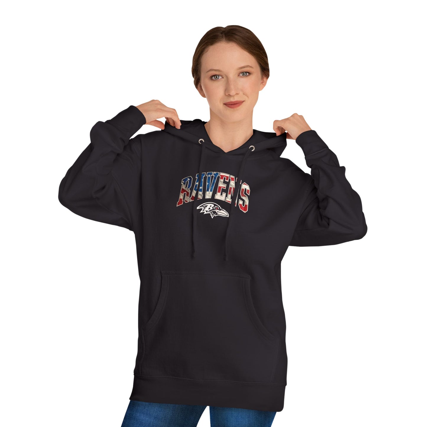 Patriotic Ravens Sweatshirt - Casual Comfort for Game Day & Celebrations, Fall Fashion, Gifts for Fans, Cozy Hoodie