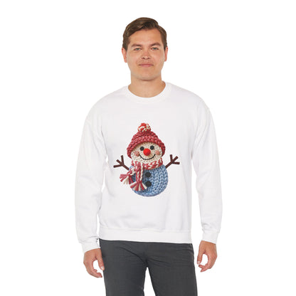 Snowman Knit Crewneck Sweatshirt — Cute Holiday Snowman Graphic