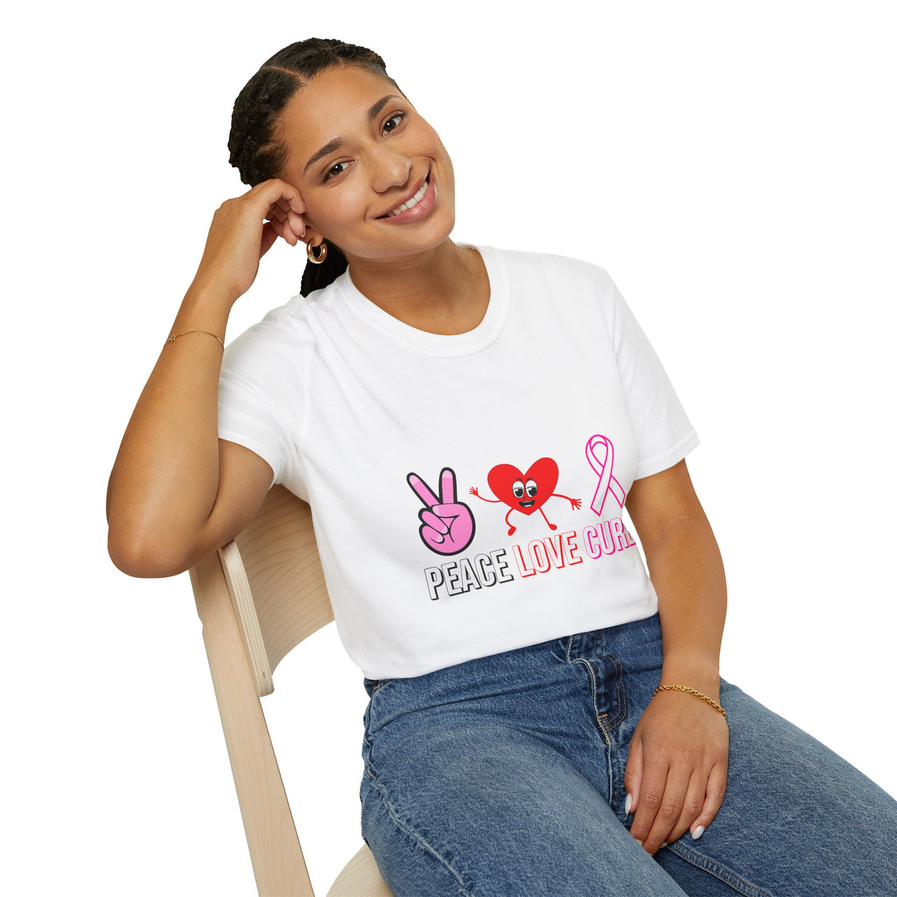 Peace Love Cure T-Shirt — Breast Cancer Awareness Tee
