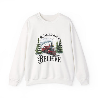 Believe Holiday Sweatshirt — Vintage Train Christmas Crewneck